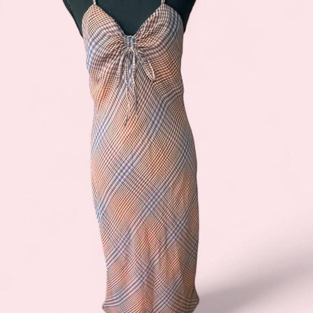 Aéropostale Size S gingham midi slip dress pink, blue plaid Coastal cottagecore